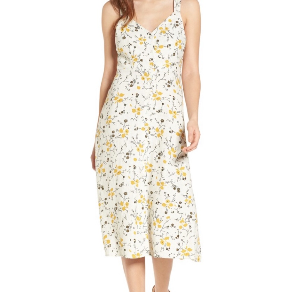 BP. floral print tie back midi dress